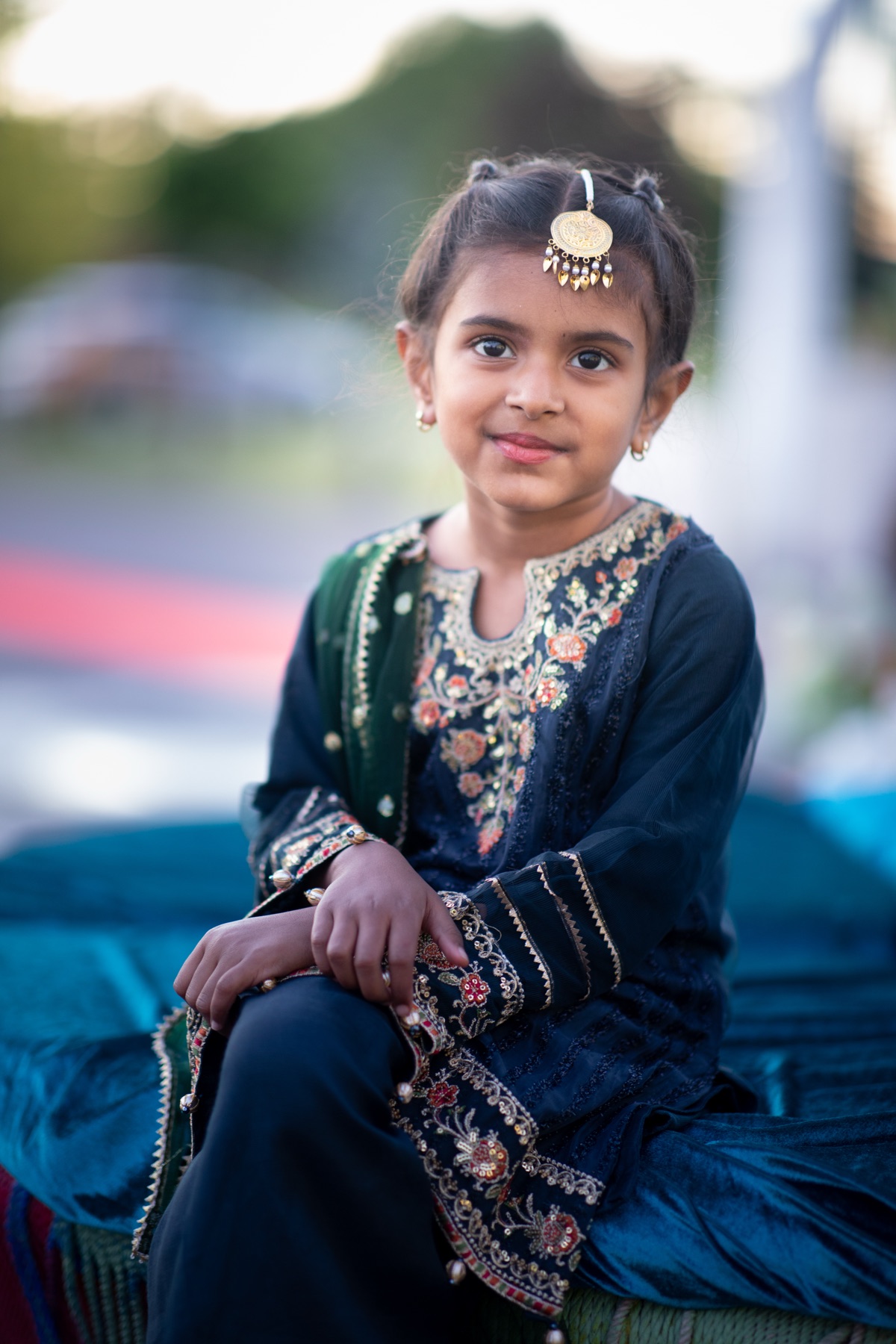 Young girl in embroidered traditional dress